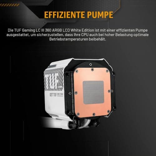 ASUS TUF Gaming LC III 360 ARGB LCD White All-in-One-Flüssig-CPU Wasserkühlung (drei ARGB Lüfter, 2,8" IPS-LCD für GIFs und MP4, Intel LGA 1851, 400mm-Schläuche, 1700, 1200, AMD AM5 und AM4, Weiß) Bild 6