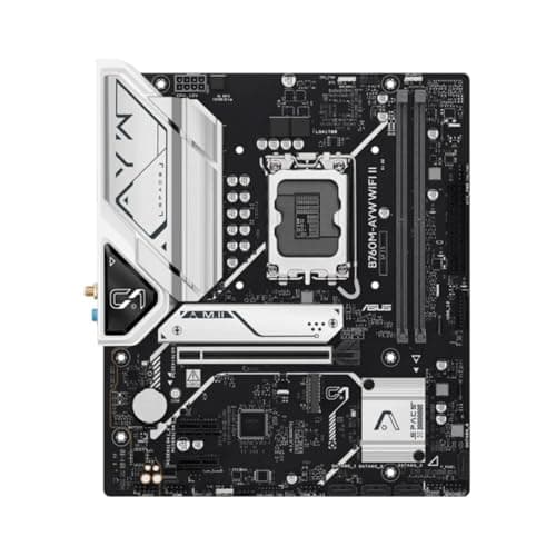 ASUS B760M-AYW WiFi II, Motherboard Intel mATX, LGA 1700, DDR5-Slot, PCIe 5.0, Zwei M.2-Steckplätze, Ethernet Realtek 2,5 GB, Wi-Fi 6, HDMI 2.1, SATA 6 Gbit/s, vordere USB-Anschlüsse 5 Gbit/s, Aura Bild 4
