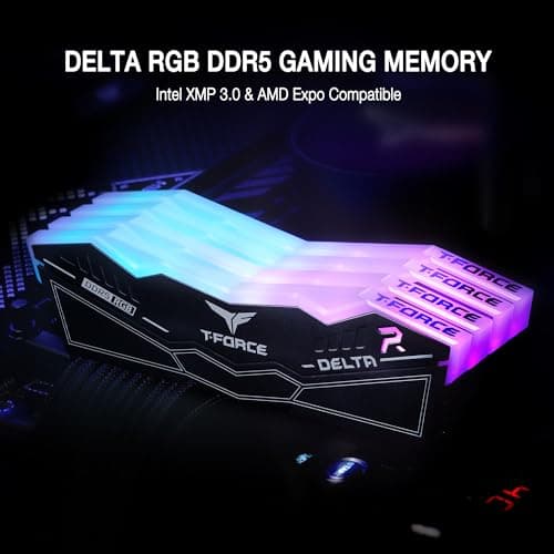 TEAMGROUP T-Force Delta RGB DDR5 Ram 64GB (2x32GB) 6000MHz PC5-48000 CL38 Intel XMP 3.0 & AMD Expo kompatibles Desktop-Speichermodul RAM Schwarz FF3D564G6000HC38JDC01 Bild 4
