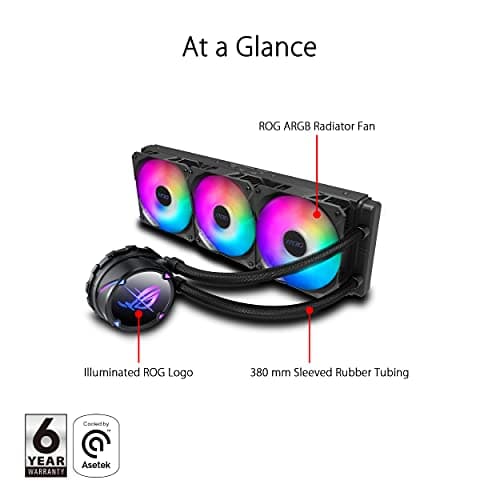 ASUS ROG STRIX LC II 360 ARGB All-in-One Flüssig-CPU-Wasserkühlung (Aura Sync, drei adressierbare ROG 120mm RGB-Lüfter), schwarz Bild 4