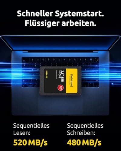 Intenso Interne 2,5" SSD SATA III High, 120 GB, 520 MB/Sekunden, Schwarz Bild 6
