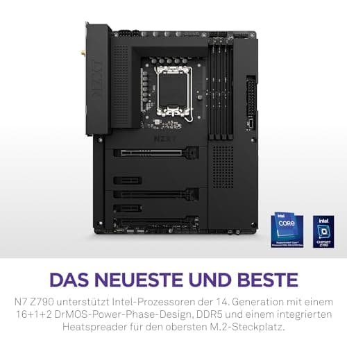 NZXT N7 Z790 Motherboard - N7-Z79XT-W1 - Intel Z790 Chipsatz (Unterstützt 12., 13., 14. Gen CPUs) - ATX Gaming Motherboard - Integriertes I/O Shield - WiFi 6E - Bluetooth - Schwarz Intel Z790 Chipset Schwarz Bild 4