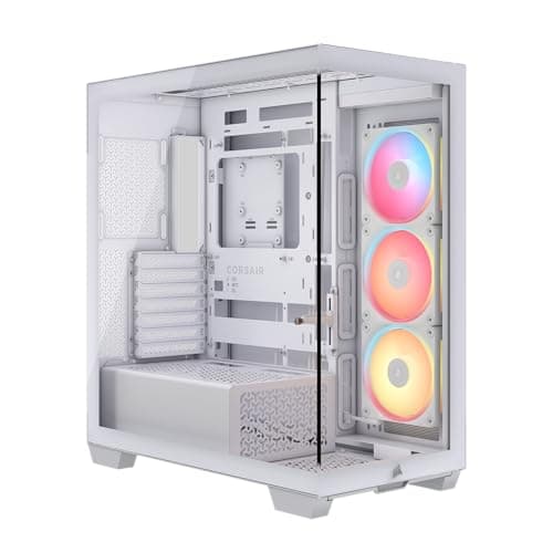 CORSAIR 3500X LX-R RGB iCUE LINK Panoramaglas Mid-Tower-PC-Gehäuse – 3 x LX120-R RGB-Lüfter und iCUE LINK System Hub Inklusive, GPU-Anti-Sag-Arm, Platz für bis zu 10 x 120-mm-Lüfter – Weiß Bild 2