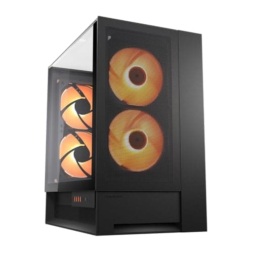 COUGAR OmnyX Mid-Tower ATX symmetrisches Panorama-PC-Gehäuse – maximaler Luftstrom – 4 x vorinstallierte 160-mm-Lüfter – Reverse Connector Motherboard – Kabel ohne Sichtbarkeit (Black)