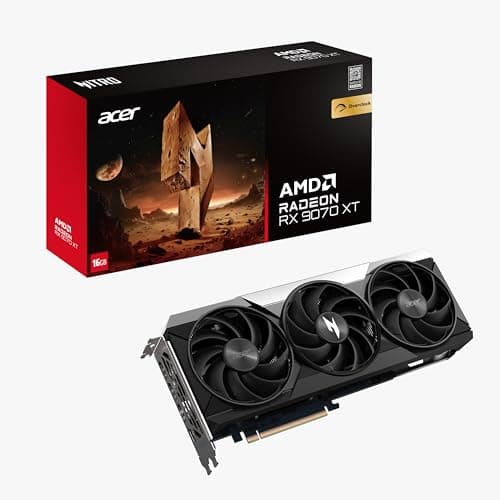 Acer Nitro Radeon RX 9070 XT OC - AMD Grafikkarte (16 GDDR6, 256 Bit, PCIe 5.0 x16, 1x HDMI 2.1a 3X DP 2.1) 3X Nitro FrostBlade, 3x8 pin, Slot Space: 2.5