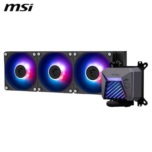 MSI MAG CORELIQUID A15 360 AIO CPU Liquid Cooler - Kupfersockel mit voller Abdeckung, verbessertes Wasserkanaldesign, ARGB GEN2, CycloBlade 9 Lüfter, Split-Flow Radiator, Lüfter mit Rifle-Lager Bild 4