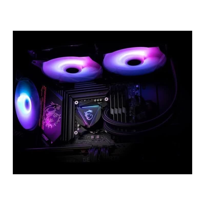 MSI MAG CORELIQUID 280R AIO CPU Wasserkühlung, drehbarer ARGB-Blockkopf, integrierte Kühlerpumpe,Split-Flow Wasserkühlung,verdampfungssichere Schläuche, einfache Montage,AMD- und Intel-kompatibel Bild 3