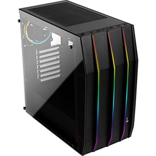 AeroCool KLAW, PC-Gehäuse, ATX, Gehärtetes Glas, Front RGB, 3 RGB-Lüfter, schwarz, única Bild 4