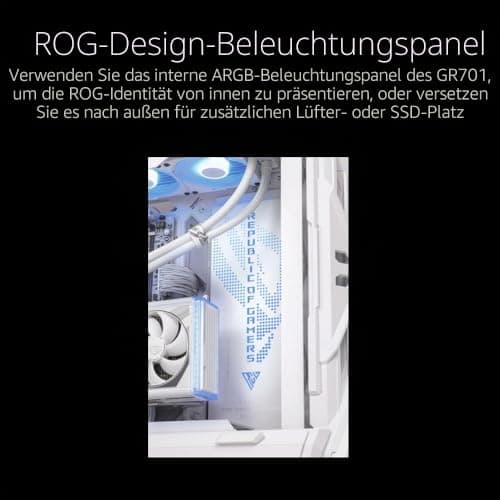 ASUS ROG Hyperion GR701 White E-ATX RGB Gaming Gehäuse weiß (420 mm Dual-Radiator-Unterstützung, 4x 140 mm-Lüfter, GPU-Halterung aus Metall, Aura Sync ARGB-Lüfter-Hub, 60W-Schnellladung, 2x USB-Typ-C) Bild 8