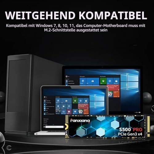 fanxiang M.2 SSD 512GB Interne NVMe SSD Festplatte PCIe 3.0, 3200MB/s Lesen, 1300MB/s Schreiben, SSD M.2 2280 mit SLC Cache, Kompatibel mit Laptop, Notebook und Desktop (S500Pro) Bild 8