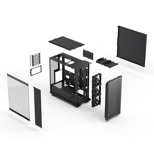 Fractal Design Epoch Schwarz - Leicht getöntes Seitenteil aus gehärtetem Glas - Gaming-PC-Gehäuse - Mesh-Frontpanel - DREI Momentum 12-Lüfter inkl. - Geräumiger Innenraum - ATX/mATX/ITX Unterstützung Tempered Glass Schwarz/schiere Freude Epoch Bild 8