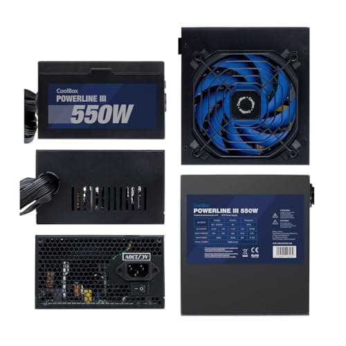 CoolBox Powerline 3 PC-Netzteil 550 W, ATX, 85 % Effizienz, ultra-leiser Lüfter 12 cm, SMD- und DC-DC-Technologie, Emi-Filter, lange Flachkabel, Schwarz Bild 6