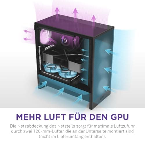 NZXT H5 Flow RGB - Compact ATX Mid-Tower PC Gaming Case - High Airflow - F360 RGB Core (CV) Included - 360mm Front & 240mm Top Radiator Support - Cable Management - Tempered Glass - Black Flow RGB Schwarz Bild 6