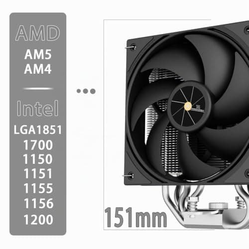 TR-Thermalright Assassin X 120 Digital schwarzer CPU-Kühler, 4x6mm Wärmerohre, 120mm CPU-Lüfter-2000U/min, Digital Display Board Top Cover, für AM5/AM4, Intel lga1851/1700, Schwarz Assassin X 120 Digital Black Bild 6