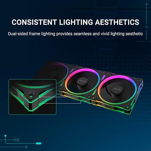 ASUS Prime MR120 Black ARGB-Gehäuselüfter Single Pack (beidseitige Beleuchtung, 20 adressierbare RGB-LEDs, 28 mm Rahmen, PWM-Steuerung, Lüfterdrehzahl 1600 U/min, 21dB(A) Lärmpegel, 58 CFM, Schwarz) Bild 8