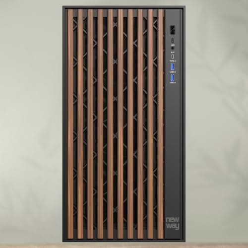 NEWWAY - NW1 PC-Gehäuse aus Holz - Mittlere Tower kompatibel mit ATX/Micro-ATX/ITX - Typ C USB - üfter inklusive 3 x 140 mm PWM - Seitenpanel aus gehärtetem Glas (schwarz) Bild 3