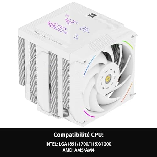 TR -Phantom Spirit 120 Digital SNOW CPU Air Cooler, 7 Heat Tubes CPU Cooler, Dual 120mm PWM Lüfter, Unterstützung für AM4 / AM5 / Intel lga1700/1150/1151/1200/1851 PS120 D SNOW Bild 6