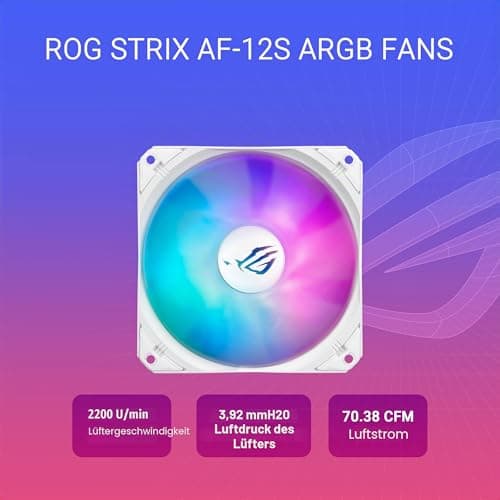 ASUS ROG Strix LC III ARGB LCD White All-in-One Flüssig-CPU-Wasserkühlung (2,1 Zoll IPS-LCD Display, Aseteks Gen7 v2 Pumpe, 3x ROG ARGB-Lüfter, 2200 RPM, 3.92mm H2O, 70,38 CFM, 0dB Technologie, weiß) Bild 8