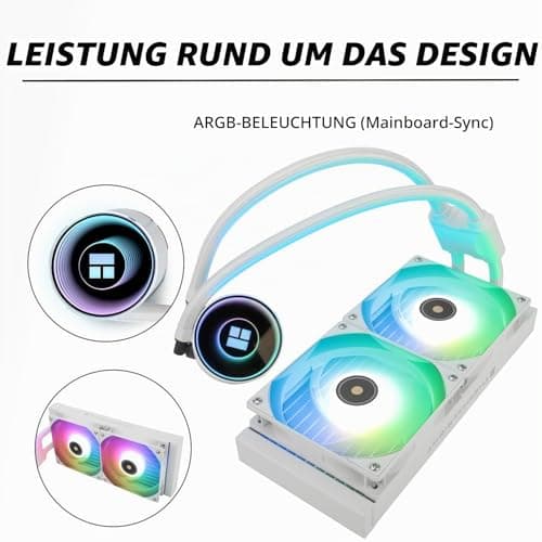 TR Frozen Notte 240 BLANC ARGB V2 CPU Kühler, Wasser-CPU-Kühler, Dual PWM Lüfter, S-FDB Lager, Geeignet für AMD/AM4 AM5, Intel LGA 1700/1851/1151/1200/2011 Bild 6