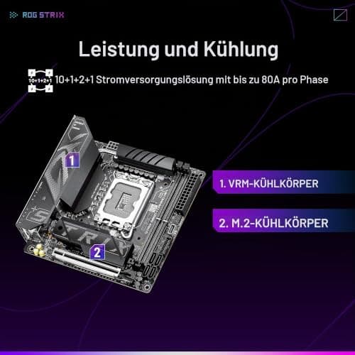 ASUS ROG Strix B860-I Gaming WiFi B860 LGA 1851 mITX Mini-ITX Motherboard, Intel Core Ultra Series 2 Ready, Advanced AI Ready, 10+1+2+1 Schritt, DDR5, 2.5G LAN, WiFi7, M.2, Thunderbolt 4, USB Type-C Bild 6