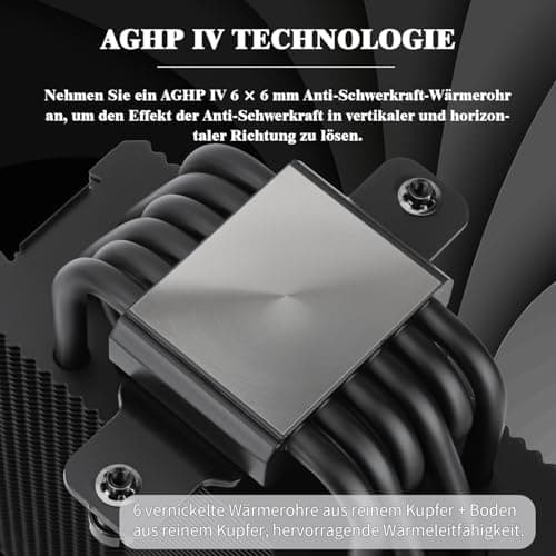 TR Burst Assassin 120 EVO DARK CPU Luftkühler Oberseite schwarz gebürstet, 6 Heatpipes mit leisem PWM Lüfter, CPU-Kühler, für AM4 AM5 / Intel 1851/1700/1150/1151/1200, Bild 4