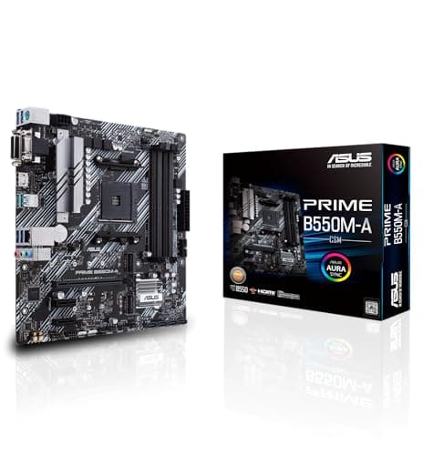 ASUS Prime B550M-A CSM Mainboard Sockel AM4 (Micro ATX, Ryzen, PCIe 4.0, 2X M.2, 1Gbit/s-Ethernet, WiFi 6, SATA 6Gbit/s, USB 3.2 Gen 2 Typ-A, Unterstützung für Aura Sync RGB Header)