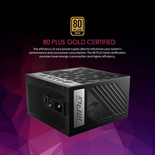 MSI MPG A850G PCIE5 Netzteil, EU Stecker - 850W, 80 Plus Gold Zertifiziert, vollmodularer ATX 3.0, unterstützt PCIe 5.0 GPU, japanische 105°C Kondensatoren, 0% RPM Modus, Flachkabel 850W PCIE5 Bild 6
