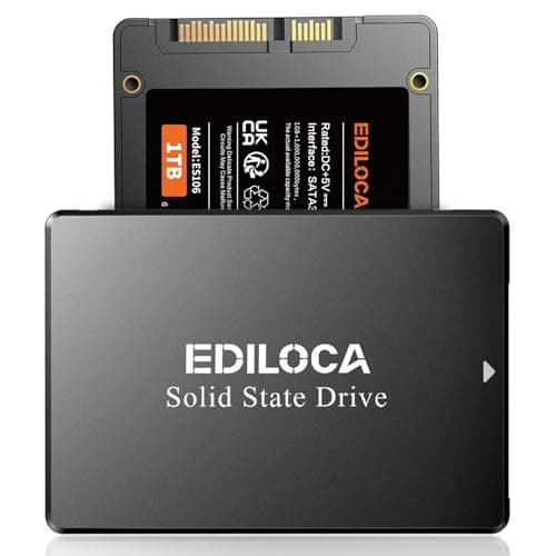 Ediloca SSD 1TB, SSD Festplatte Intern, 2.5" SATA III, bis zu 550MB/s, 3D NAND TLC, Kompatibel mit Laptop und PC-Desktop(ES106 Black)
