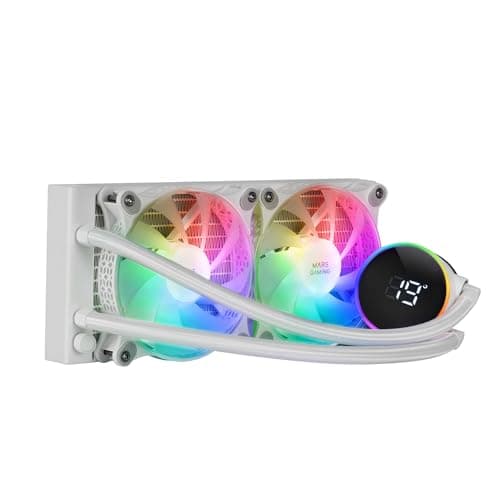 Mars Gaming ML-LCD240, Flüssigkeitsgekühlter AIO, TDP 500W, 2x ARGB 120mm FDB Lüfter, LCD Display mit Temperaturüberwachung, Opti-Chamber 3rd Gen Pumpe, Universal Multisocket, Weiß MLLCD240W Bild 2