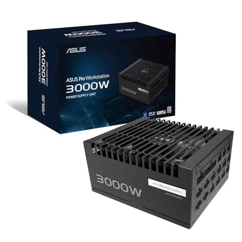 ASUS Pro WS 3000W Platinum Modulares PC-Netzteil, 3000 W Leistung, PCIe 5.1, Standard ATX 3.1, 80 Plus Platinum, Lüfter mit doppeltem Kugellager, Schwarz, ASUS-PRO-WS-3000P
