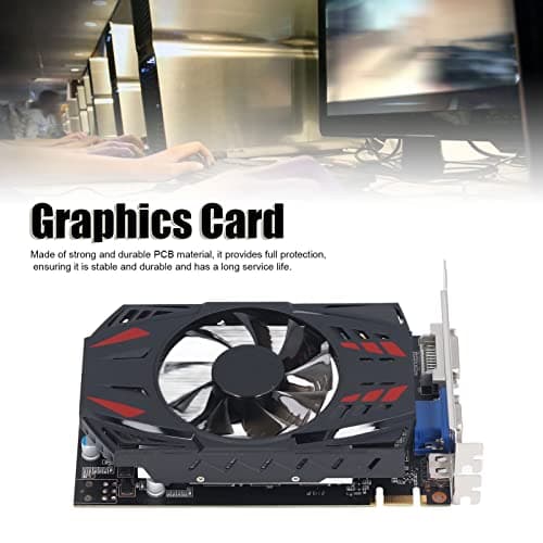Goshyda GTX550TI Gaming-Grafikkarte, 2 GB GDDR5 128BIT 4K HDR, Tragbarer Dual-Lüfter, Geräuscharm, DVI-VGA-HDMI-Ausgang, Desktop-Grafikkarte für PC-Spiele Bild 4