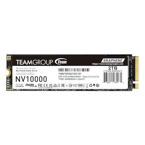 TEAMGROUP NV10000 2TB SLC Cache NVMe PCIe 5.0 Gen5x4 M.2 2280 Laptop Desktop SSD Lese-/Schreibgeschwindigkeit bis zu 10.000/8500MB/s TM8FGP002T0C101