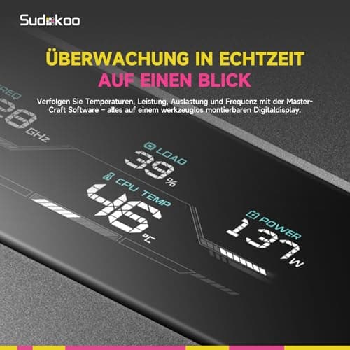 Sudokoo SK620V CPU Kühler : AM5 Exklusiv, CPU Cooler mit Digital Display, Prozessorlüfter mit 2 x 120mm PWM PC Lüfter FDB, 6 Heatpipes, Dual Tower, Werkzeuglose Lüftermontage, RAM-Kompatibilität Bild 6