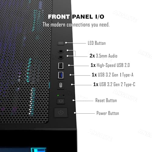 ANSAITE ATX PC-Gehäuse 6×120 mm ARGB PWM-Lüfter vorinstalliert ，Mid-Tower Gaming PC-Gehäuse, Panorama-Gehärtetes Glas Schwarz Computer-Gehäuse mit Typ-C, 360mm Radiator Unterstützung (Schwarz) violett Bild 6