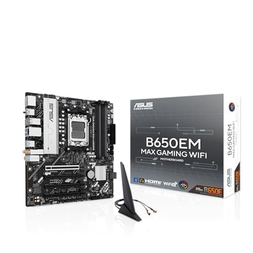 ASUS B650EM MAX Gaming WiFi AMD B650 mATX Motherboard, DDR5, PCIe 5.0 Ready, 3X M.2 Slots, WiFi6, 1GB Ethernet, DisplayPort, HDMI, Rear USB 10Gbps Type-A & Type-C Ports, BIOS Flashback, Aura Sync Bild 2