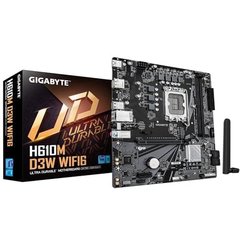 GIGABYTE H610M D3W WIFI6 Mainboard - Unterstützt Intel Core Prozessoren der 14. Generation, 5+1+1 Phasen VRM, bis zu 5600MHz DDR4, 1xPCIe 3.0 M.2, Wi-Fi 6, 1GbE LAN, USB 3.2 Gen 1