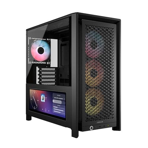 CORSAIR Frame 4000D LCD RS ARGB Modularen Mid-Tower ATX PC-Gehäuse – XENEON Edge LCD-Touchscreen, InfiniRail Lüftermontagesystem, 4X RS120 ARGB-PWM-Lüfter – Schwarz