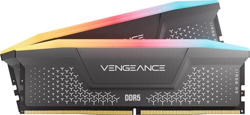 CORSAIR Vengeance RGB RS DDR5 RAM 64GB (2x32GB) Bis zu 6000MHz CL40-50-50-96 1.35V AMD Expo & Intel XMP 3.0 Desktop-Arbeitsspeicher – Grau (CMG64GX5M2D6000Z40) 64GB (2x32GB) 6000MHz Grau Bild 2