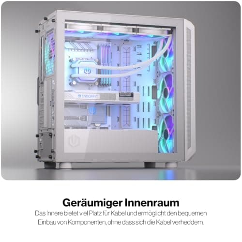 ENDORFY Arx 700 White ARGB PC Gehäuse Weiß mit Hartglas Seitenfenster | 4x Stratus 140 PWM ARGB Lüfter, USB C 10 Gbit/s, Radiatoren bis 360 mm, GPU bis 410 mm Bild 4