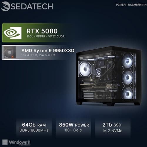 Sedatech Wasserkühlung Gaming PC • RTX 5080 | AMD Ryzen 9 9950X3D | 64GB DDR5 | 2TB SSD M.2 | WLAN 7 | BT 5.4 | Win 11 09) Ryzen 9 9950X3D - RTX5080 - 64Gb Bild 4