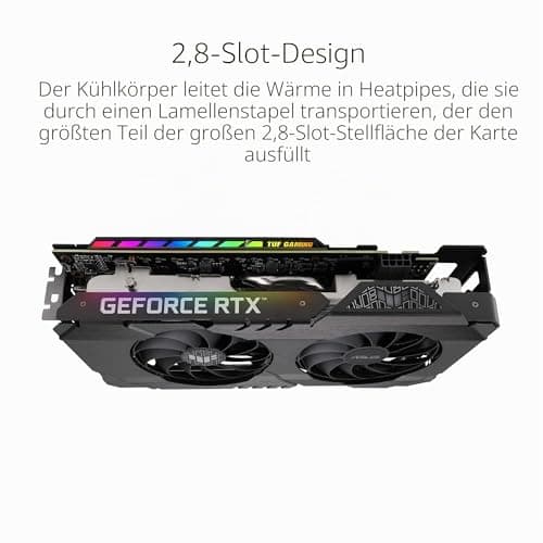 ASUS TUF Gaming GeForce RTX 3050 Grafikkarte, PCIe 4.0, 8GB GDDR6, HDMI 2.1, DisplayPort 1.4a, Dual Kugellager, Aluminiumgehäuse, 2.8 Slot, GPU Tweak II, Schwarz Bild 6