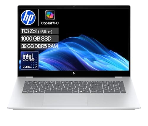 HP OmniBook 7 Intel Core Ultra 7 258V Next Gen AI PC, Copilot+ PC, 17.3 Zoll FHD Touch Display, 47 Tops, 32GB LPDDR5x RAM, 1TB PCIe Gen4 SSD, Intel Arc 140 V GPU, QWERTZ, Windows 11, Silber Bild 2