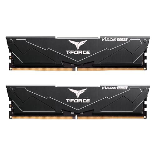 T-FORCE Vulcan DDR5 Desktop-Gaming-Speicher, 32 GB (2 x 16 GB), 6000 MHz, CL30, Intel XMP 3.0 & AMD EXPO zertifiziert, One-Click-Übertaktung, PMIC-Kühlung, On-Die-ECC (schwarz) Bild 2