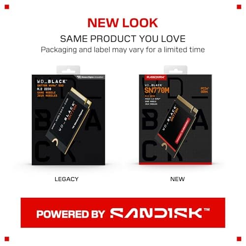 WD_Black WDBDNH0010BBK-WRSN SN770M M.2 2230 NVMe SSD für Handheld-Spielgeräte, Geschwindigkeiten bis zu 5.150 MB/s, TLC 3D NAND, ideal für Steam Deck und Microsoft Surface Bild 4