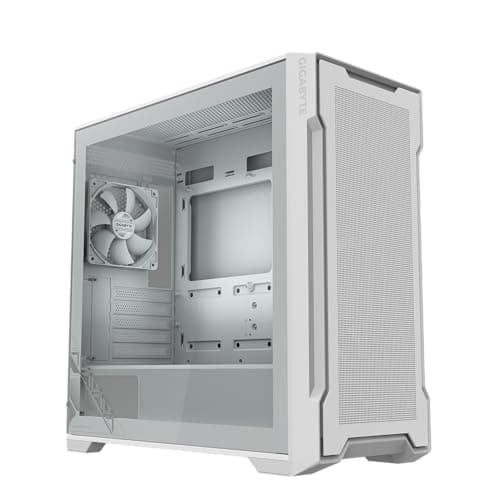 GIGABYTE C102 Glass Ice – weißes Mid-Tower-PC-Gaming-Gehäuse, gehärtetes Glas, PSU-Abdeckung, 2 x 120-mm-Lüfter (GB-C102GI)