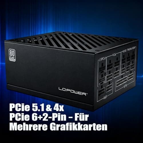 LC-POWER Platinum Pro 850W Netzteil PC, 80 Plus Platinum Effizienz (92%), ATX 3.1 Netzteil, PCIe 5.1 Kompatibel, Vollmodular, 135mm Lüfter, 10 Jahre Garantie, Gaming Netzteil Platinum 850W V3.1 Bild 8