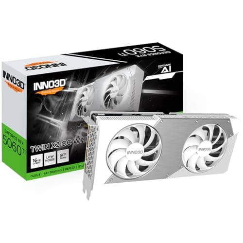 INNO3D NVIDIA GeForce RTX 5060 Ti Twin X2 OC White 16GB GDDR7 Gaming Graphics Card (Dual Fan, 2 Slot, White, Reflex 2 RTX AI DLSS4)