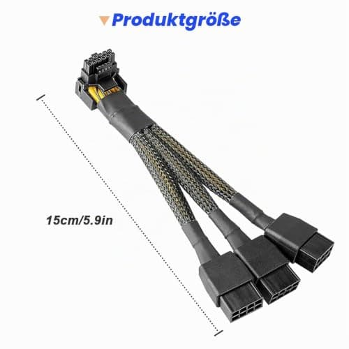 16 AWG PCIE 5.0 12VHPWR 600W 3x8 Pin auf 16Pin (12+4Pin) 90 Grad rechtwinkliges Adapterkabel für Grafikkarte RTX 4090 4080 3090TI 4070Ti (Typ A) Bild 4