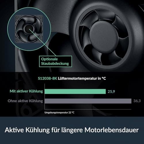 ARCTIC S12038-8K (3 Stück) - 120x120x38 mm Server Lüfter, 800-8000 rpm, PWM reguliert, 4-Pin Anschluss, 12 V DC, besonders effizent - Schwarz Bild 8