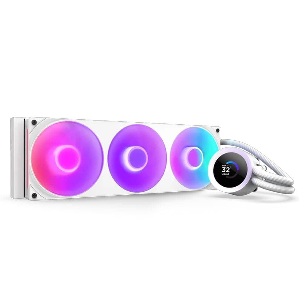 NZXT Kraken Plus 360 RGB – AIO CPU-Flüssigkeitskühler – Anpassbares LCD-Display – Hochleistungs-Lüfter – Kompatibel mit Intel® & AMD® Sockel – Weiß Kraken Plus RGB 2025 360mm Weiß Bild 2